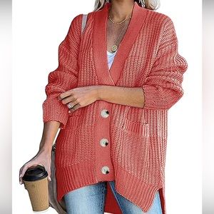 Women's Sweater Solid Button Up Loose Cardigan
